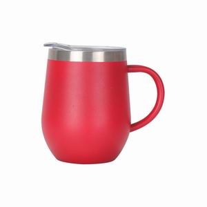 Egg-Shaped Insulated Mug with Handle | 12oz White Thermal Cup