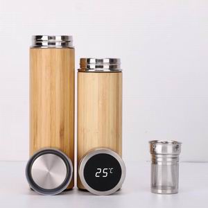Smart Bamboo Thermos Cup with Temperature Display | Eco-Smart Hydration in 450/500ml