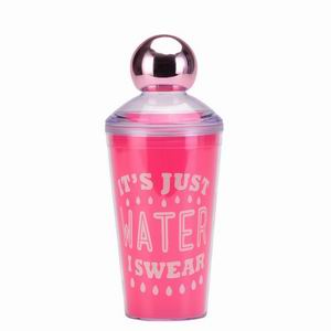 Fun Ball-Head Pink Plastic Cup | 'It's Just Water, I Swear' Humorous Tumbler