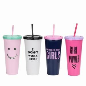 Empowerment-Themed 700ml Plastic Straw Cups | Sip with Style & Inspiration