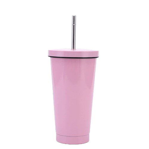 Chic 500ml Pink Cup with Stainless Steel Straw | Eco-Friendly & Modern Drinkware