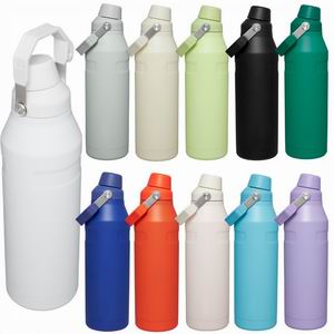 Multi-Size Insulated Bottles with Clip-on Lids | 16oz, 24oz, 36oz Carry-Handle Bottles