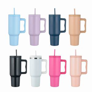 Insulated Travel Mugs with Straws - 40oz Reusable Coffee Cups