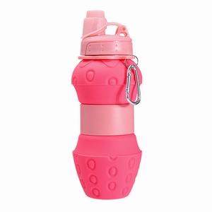 Strawberry-Shaped Silicone Collapsible Water Bottle 600ml - Portable & Eco-Friendly
