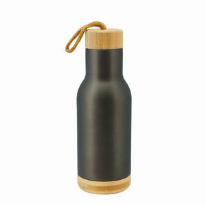 450ml Bamboo Water Bottle - Double Walled Vacuum Insulated Stainless Steel