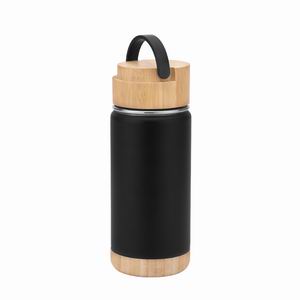 Stylish Bamboo Travel Mug with Leak-Proof Lid and Handle - Keeps Drinks Hot or Cold