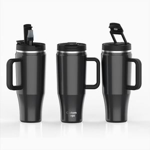 Patented 40oz Double Handle Stainless Steel 2 in 1 Tumbler with Straw