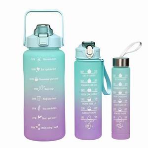 3-Piece Gradient Plastic Water Bottle Set | 2000ml, 900ml, and 300ml Stackable Sports Bottles