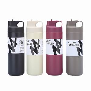 500ml Harajuku Style Stainless Steel Vacuum Insulated Water Bottle with Straw and Handle